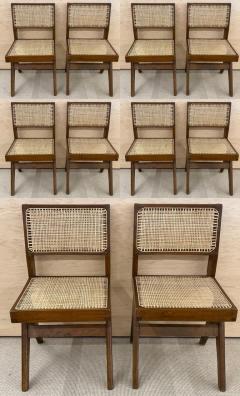 Pierre Jeanneret Set of Ten Pierre Jeanneret Hand Cane Chairs Teak Cane - 2491314