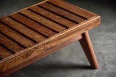 Pierre Jeanneret Solid Teak Slatted Bench by Pierre Jeanneret India 1950s - 4389916