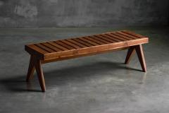 Pierre Jeanneret Solid Teak Slatted Bench by Pierre Jeanneret India 1950s - 4389917