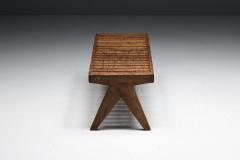 Pierre Jeanneret Solid Teak Slatted Bench by Pierre Jeanneret India 1950s - 4389922