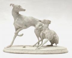Pierre Jules M ne Two greyhounds playing with a ball by Pierre Jules M ne France circa 1860 - 4377647