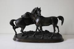 Pierre Jules Mene Antique French Bronze Sculpture of Two Horses - 3156977