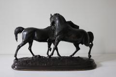 Pierre Jules Mene Antique French Bronze Sculpture of Two Horses - 3156982
