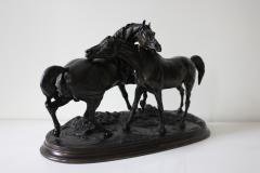 Pierre Jules Mene Antique French Bronze Sculpture of Two Horses - 3156983