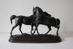 Pierre Jules Mene Antique French Bronze Sculpture of Two Horses - 3156984