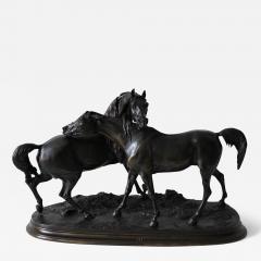 Pierre Jules Mene Antique French Bronze Sculpture of Two Horses - 3161178