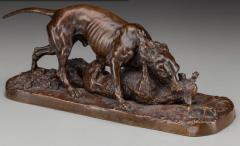 Pierre Jules Mene Pierre Jules Mene Bronze Dogs Fighting for Fish 19th Century - 3005787