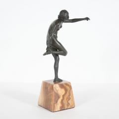 Pierre Le Faguays Art Deco Pierre La Faguay Bronze Flapper Sculpture on Exotic Onyx Plinth Base - 1613158