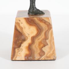 Pierre Le Faguays Art Deco Pierre La Faguay Bronze Flapper Sculpture on Exotic Onyx Plinth Base - 1613167