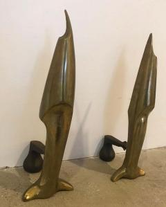 Pierre LeGrain French Art Deco Andirons Bronze Attibuted Pierre Legrain - 1317678