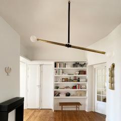 Pierre Mounier PANTIN Unique lighting pendant with patinated brass and genuine leather - 3058697