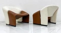 Pierre Paulin 1st Edition Pierre Paulin Groovy Chairs Artifort F580 Ivory Boucle and Leather - 3175877