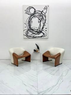 Pierre Paulin 1st Edition Pierre Paulin Groovy Chairs Artifort F580 Ivory Boucle and Leather - 3175953