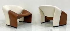 Pierre Paulin 1st Edition Pierre Paulin Groovy Chairs Artifort F580 Ivory Boucle and Leather - 3176056