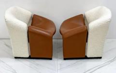 Pierre Paulin 1st Edition Pierre Paulin Groovy Chairs Artifort F580 Ivory Boucle and Leather - 3176159