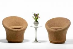 Pierre Paulin Pair of Modern 1970s Pierre Paulin Style Mushroom Swivel Chairs in Latte Boucl  - 3464974