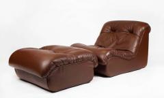 Pierre Paulin Pierre Paulin Artifort Lounge Chair and Ottoman in Chocolate Brown Leather 1970s - 2027527