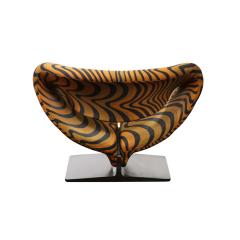 Pierre Paulin Pierre Paulin Ribbon Chair with Original Graphic Fabric 1960s Signed  - 2825863