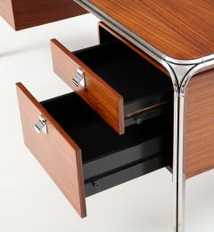 Pierre Paulin Teak and Steel Executive Desk by Pierre Paulin France C 1975 - 2950552