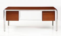 Pierre Paulin Teak and Steel Executive Desk by Pierre Paulin France C 1975 - 2950554