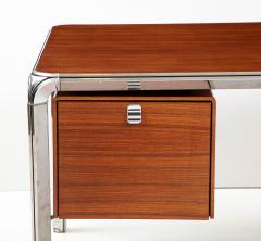 Pierre Paulin Teak and Steel Executive Desk by Pierre Paulin France C 1975 - 2950557