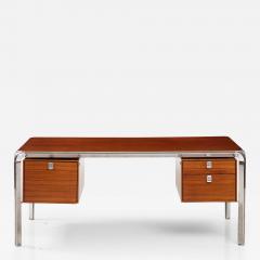 Pierre Paulin Teak and Steel Executive Desk by Pierre Paulin France C 1975 - 2952450