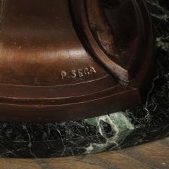 Pierre Sega Art Deco Sculptural Bronze Gazelle Motif Green Marble Side Table signed P Sega - 4233568