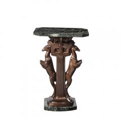 Pierre Sega Art Deco Sculptural Bronze Gazelle Motif Green Marble Side Table signed P Sega - 4233581
