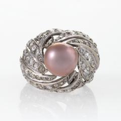 Pierre Sterl Sterl Mid 20th Century Diamond Natural Pearl and Gold Ring - 255349