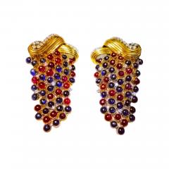 Pierre Sterl Sterle Sapphire Ruby Diamond Earrings - 2632087