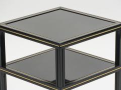 Pierre Vandel 3 Tiers side table black opaline glass by Pierre Vandel 1970s - 994646