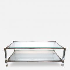 Pierre Vandel A Chic French Pierre Vandel Nickel Glass and Lucite Rectangular Coffee Table - 98029