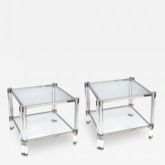 Pierre Vandel A Pair of French Nickel Plated Lucite and Glass Tables Pierre Vandel - 115930