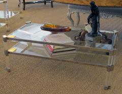 Pierre Vandel A Stylish French Pierre Vandel Glass Lucite and Nickel Plated Coffee Table - 361776