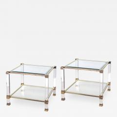 Pierre Vandel Chic Pair of French Nickel Lucite and Glass Tables by Pierre Vandel - 190256