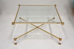 Pierre Vandel Mid Century Modern Lucite Brass Coffee Table by Pierre Vandel FR ca 1970 - 3794966