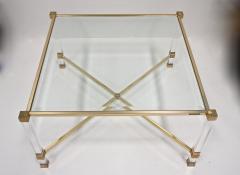 Pierre Vandel Mid Century Modern Lucite Brass Coffee Table by Pierre Vandel FR ca 1970 - 3794969