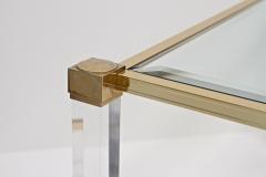 Pierre Vandel Mid Century Modern Lucite Brass Coffee Table by Pierre Vandel FR ca 1970 - 3794971