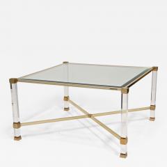 Pierre Vandel Mid Century Modern Lucite Brass Coffee Table by Pierre Vandel FR ca 1970 - 3796208