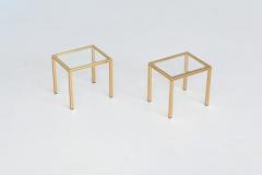 Pierre Vandel Pierre Vandel pair of side tables in brass and glass France 1970 - 3957414