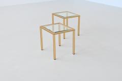 Pierre Vandel Pierre Vandel pair of side tables in brass and glass France 1970 - 3957415