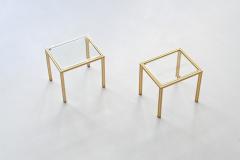 Pierre Vandel Pierre Vandel pair of side tables in brass and glass France 1970 - 3957416