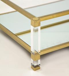 Pierre Vandel Two Tier Lucite and Brass Coffee Table - 2020833