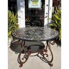 Pietra Dura Marble Wrought Iron Dining Table - 3627529