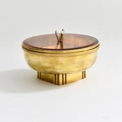 Pietro Chiesa Brass box with glass lid and finial - 2810292