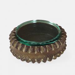 Pietro Chiesa Carved Round Wood Box with Glass Top Attributed to Pietro Chiesa - 4583977