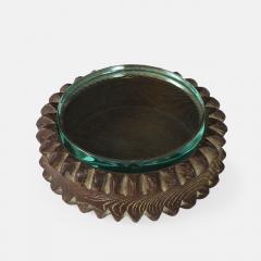 Pietro Chiesa Carved Round Wood Box with Glass Top Attributed to Pietro Chiesa - 4583979