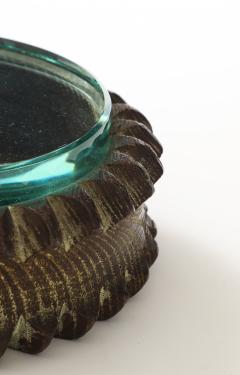 Pietro Chiesa Carved Round Wood Box with Glass Top Attributed to Pietro Chiesa - 4583982