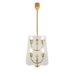 Pietro Chiesa Fontana Arte Elegant 4 Light Glass and Brass Chandelier 1940s - 4055516