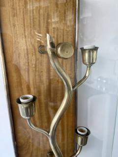 Pietro Chiesa Pair of Brass and Wood Sconces Tree Frame Italy 1950s - 1948042